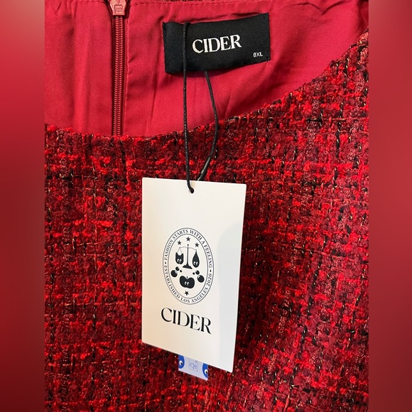 CIDER Red Tweed Fit & Flare Mini Dress 0XL NWT - Picture 8 of 11